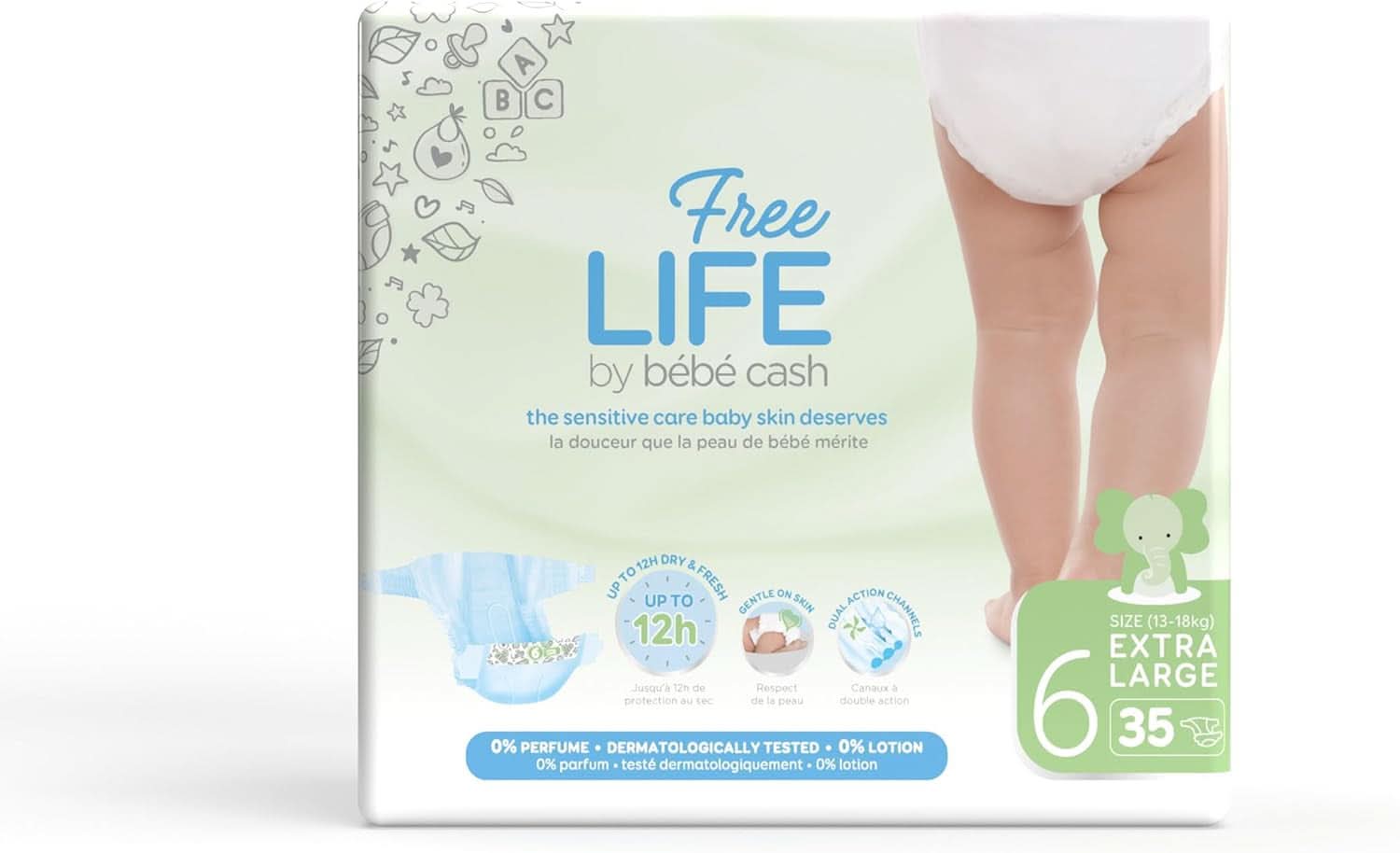 Freelife Baby Cash Luier, Größe 6 (18 Kg en +), 1 X 35 = 35 Luier Naty Shop Taille 6 (140 Unité)