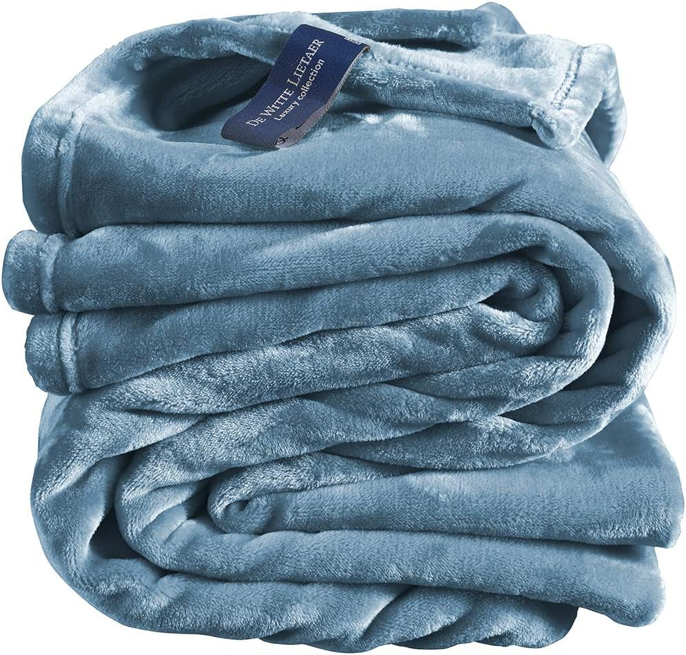 Comfortabele deken, polyester, blauw, 150 X 200 Cm Bedden en Dekens De Witte Lietaer Arctisch blauw 150X200