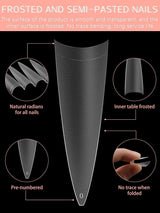 EBANKU 500 stuks kunstmatige nep-nageltips matte zachte gel heldere tips kunstmatige nageltips voor nagelverlengingen valse nagelset 12 maten-A