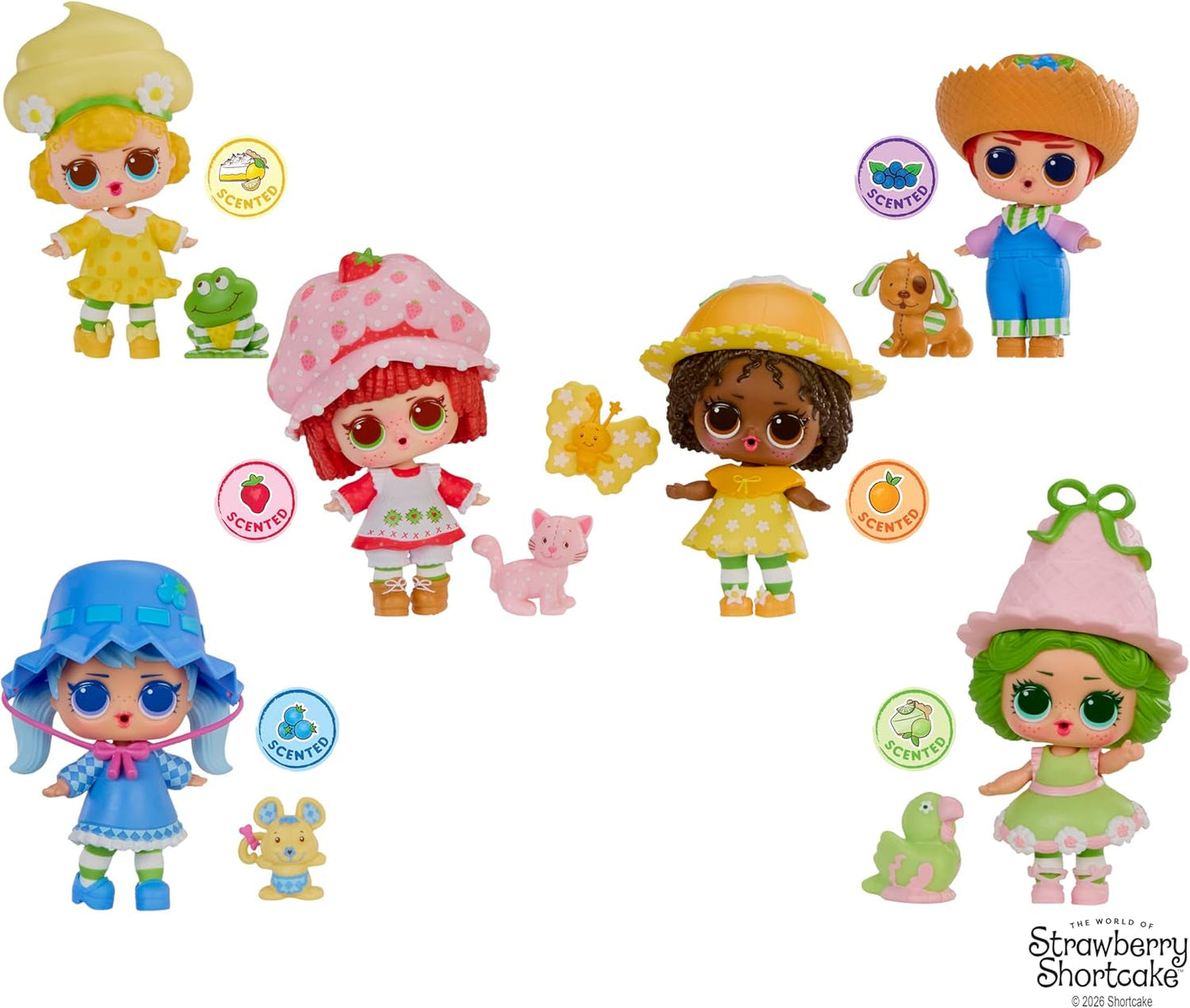 LOL Verrassing! Loves Strawberry Shortcake Tots - Geurpoppen om te verzamelen met 7 verrassingen, huisdier, mode, schoenen, hoed, speelset met Strawberry Shortcake Convertible House, vanaf 4 jaar