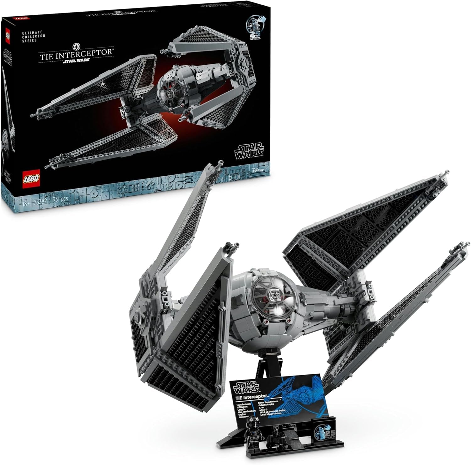 LEGO Star Wars Tie Interceptor Ultimate Collector Series Creatieve bouwset voor volwassenen Starfighter Steenmodel Fancadeau Verzamelbare Ucs-set 75382 Bekijk de LEGO-Store bouwsets Standaardtitel