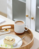 MALACASA koffiemokkenset, steengoed mokkenset van 350 ml voor 4 personen, moderne koffiemokken voor thee, sap, latte, cappuccino, warme chocolademelk. Vaatwasmachine- en magnetronbestendig, TARA serie, kaki wit