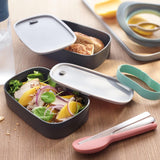 BergHoff dubbele bentobox - Leo (lunchboxset 19x12,5x9 cm, twee dozen, magnetronbestendig, luchtdicht afgesloten, vaatwasmachinebestendig, ideaal voor snacks / snacks / salade) 3950126 Voedselbewaardozen Naty Shop
