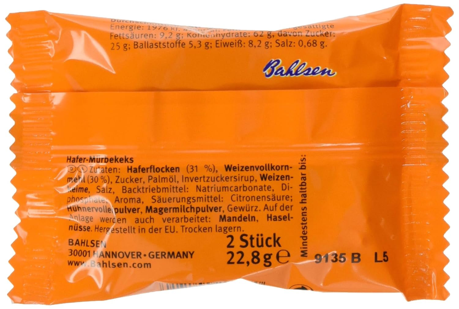 Brandt Hobbits Crunchy - 2 stuks - Cateringdoos met 60 pakken - Vezelrijke havermout volkoren koekjes (60 x 22,8 g)