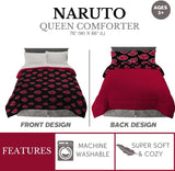 Franco Naruto Anime Akatsuki-patroon Zacht microvezel beddengoed Dekbed Queen, (officieel Naruto-product) Dekbedden en quilts Naty Shop