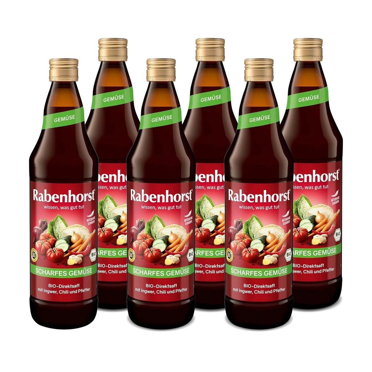 RABENHORST (6 x 700 ml) - Hoogwaardig groentesap van diverse groenten met een intens pittige smaak Alcoholvrije dranken Naty Shop