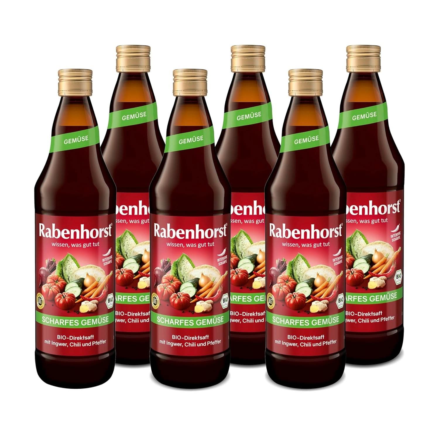 RABENHORST (6 x 700 ml) - Hoogwaardig groentesap van diverse groenten met een intens pittige smaak Alcoholvrije dranken Naty Shop