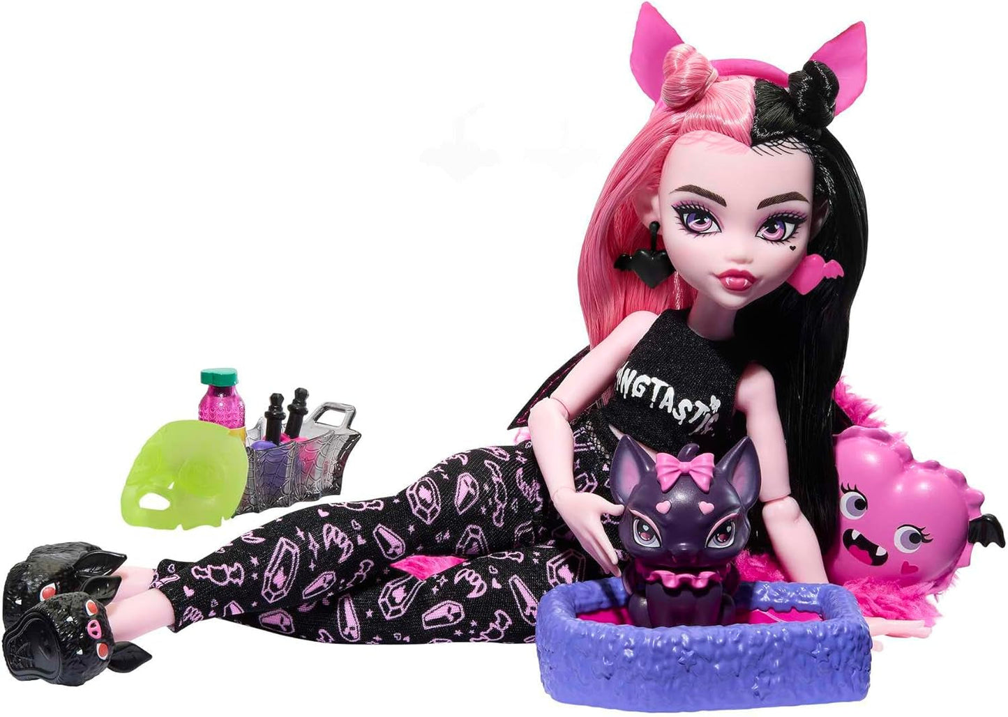 MONSTER HIGH pop en pyjama feestaccessoires Draculaura Bat Count Fabulous Doll Pet Creepover Party HPY66 Naty Shop Dolls