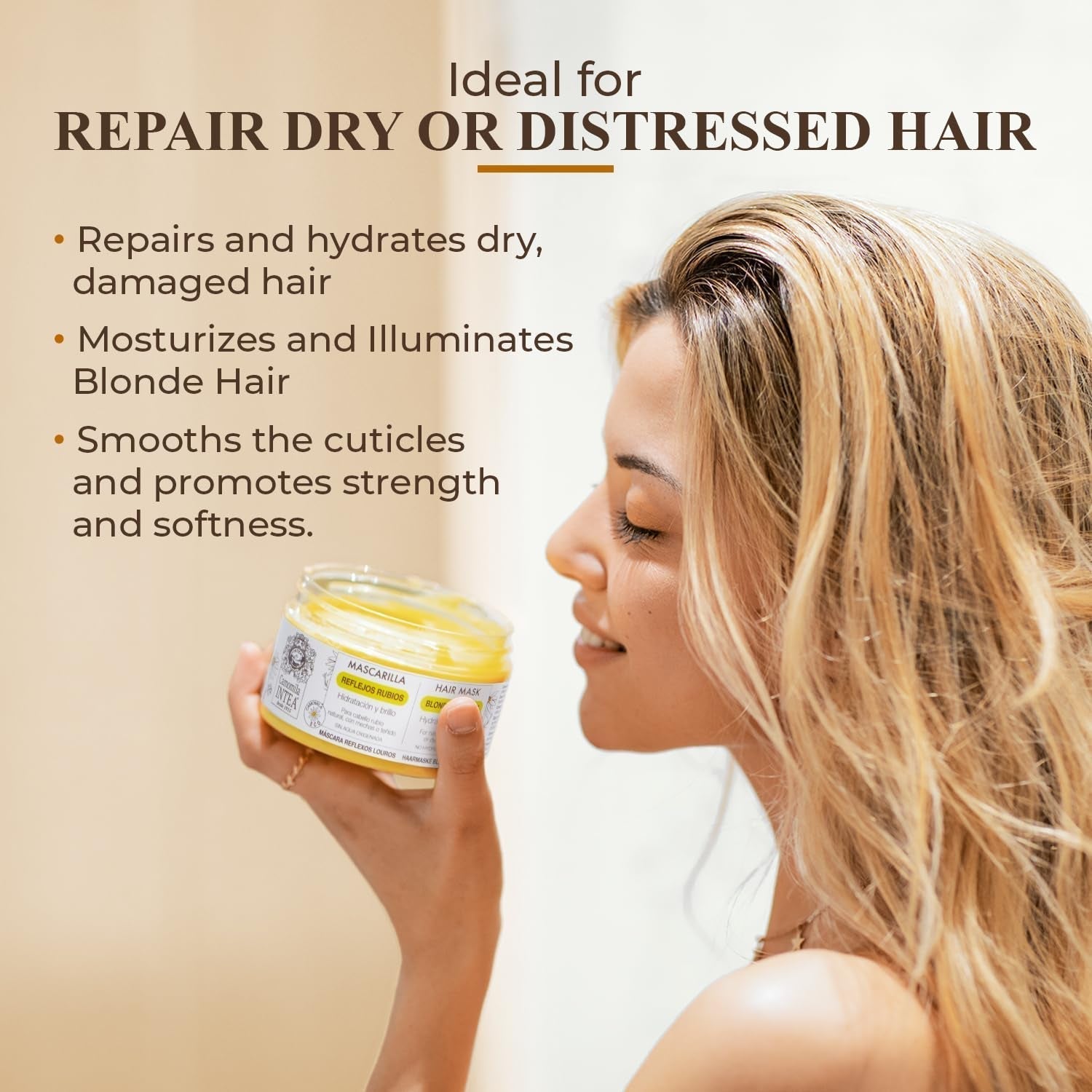 Intea Chamomile - Blonde Reflections Haarmasker - Hydrateert en voedt blond haar - 250 ML Naty Shop Haarmasker