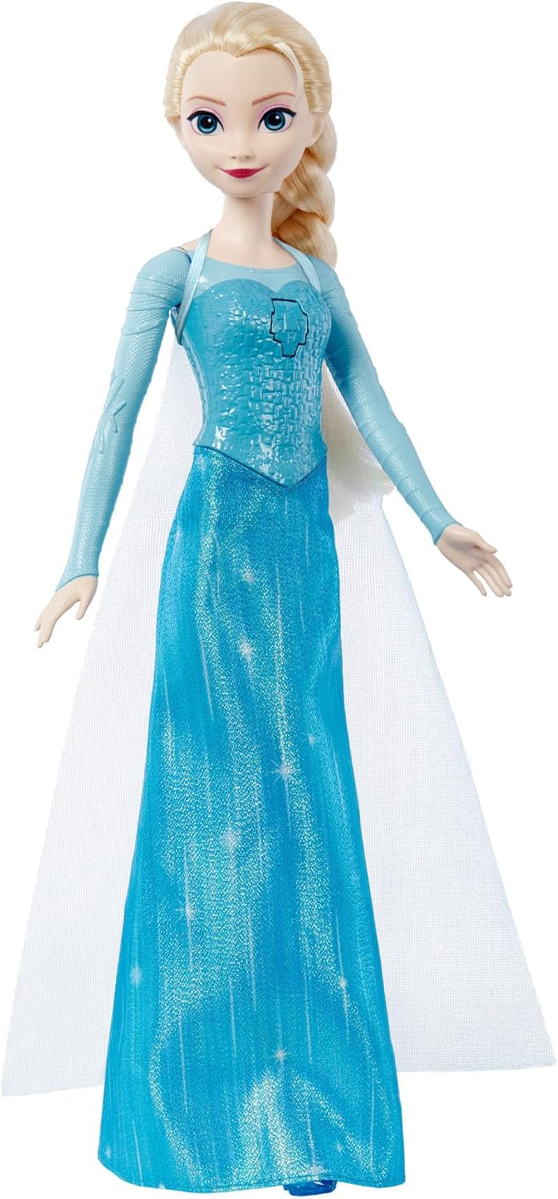 Mattel Toys Disney Frozen Elsa zingende pop in iconische outfit, zingt "Let It Go" uit de Disney-film in het Engels, Frans, Duits, Italiaans, JDL58