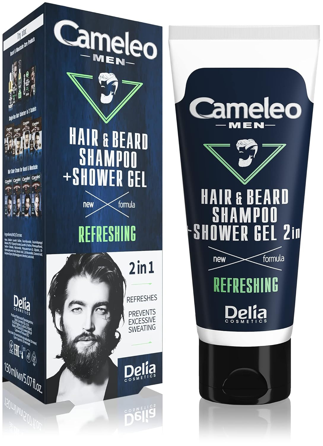 Cameleo Men - Haarwas voor mannen tegen haaruitval, 150 ml Haarverzorging Naty Shop Shampoo en douchegel - 2 in 1