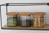Set van 3 vierkante glazen containers met bamboe deksel-800ml, borosilicaatglas, bamboe, siliconen, naturel, 11 x 11 x 11 cm Voedselbewaardozen Naty Shop