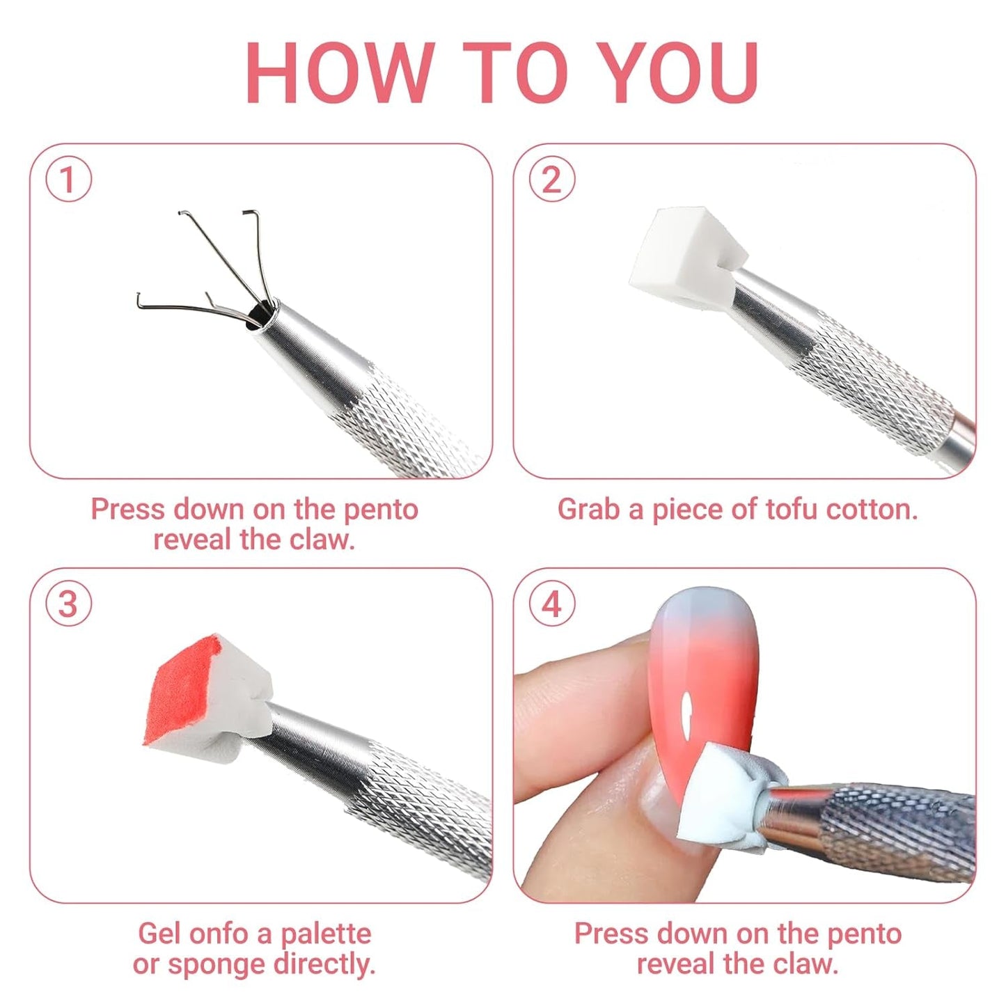 Nägel Selber Machen, Nageldesign-Hilfsmittel, 100 Stück Nail Art Schwämme Mit Metallgreifer, Schwammpinsel & Sponge Brush Applicator voor Gradient Nail Art Designs