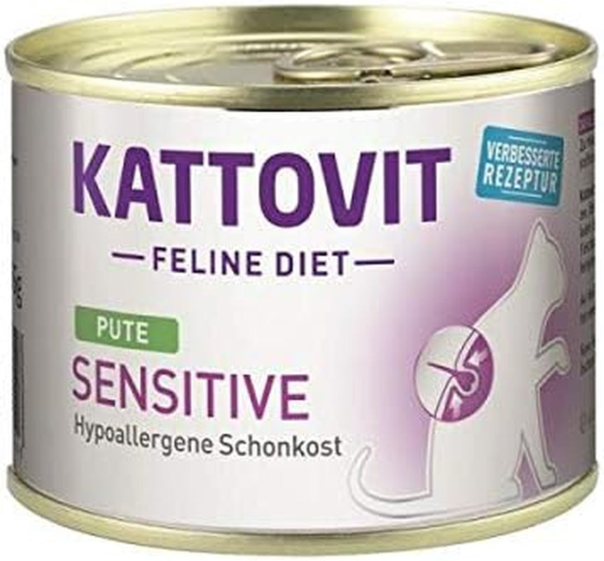 KATTOVIT - Gevoelig natvoer voor katten | Diät-Katzenfutter als Alleinfuttermittel. Gluten- & getreidevrij | Hypoallergeen, voor uitgegroeide katten 12 x 185 g Blik