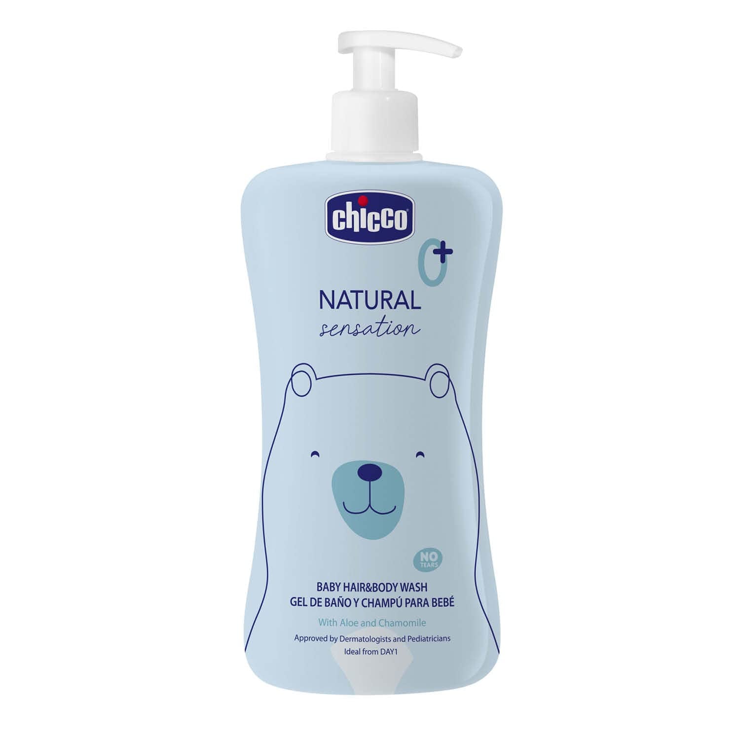 CHICCO NATURAL SENSATION - SHAMPOO EN BAD VOOR KINDEREN - ZONDER DRANK, 200 ML Kinderen - Bad- en huidverzorging Naty Shop 500 Ml (1 pakje)