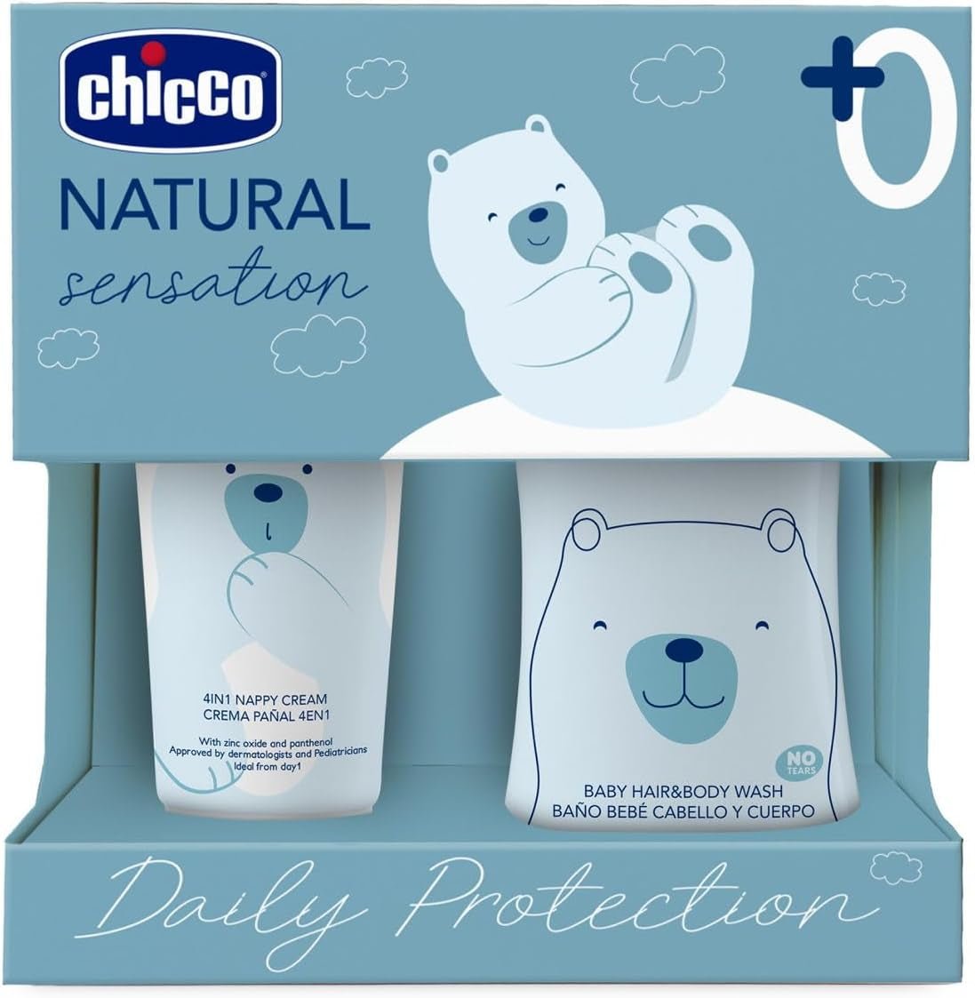 CHICCO NATURAL SENSATION - SET 2: 1 SHAMPOO EN BAD - NIET-DROOGEND 200 ML, 1 4IN1 VERANDERCRÈME 100 ML Kinderen - Bad en Huidverzorging Naty Shop Standaard titel