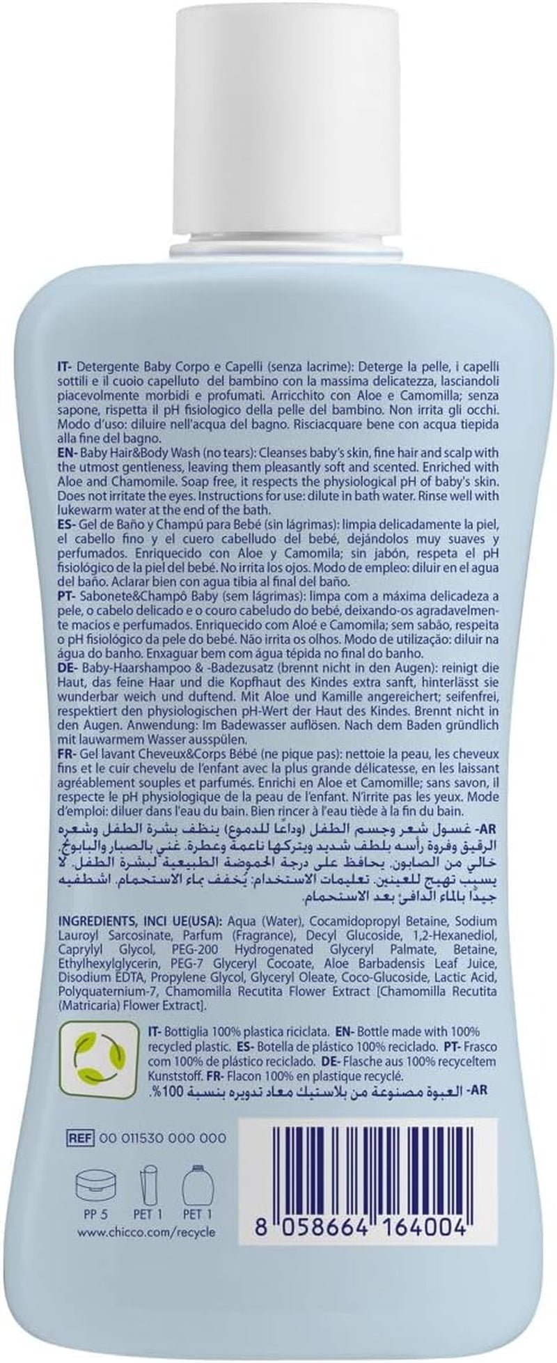 CHICCO NATURAL SENSATION - SET 2: 1 SHAMPOO EN BAD - NIET-DROOGEND 200 ML, 1 4IN1 VERANDERCRÈME 100 ML Kinderen - Bad en Huidverzorging Naty Shop