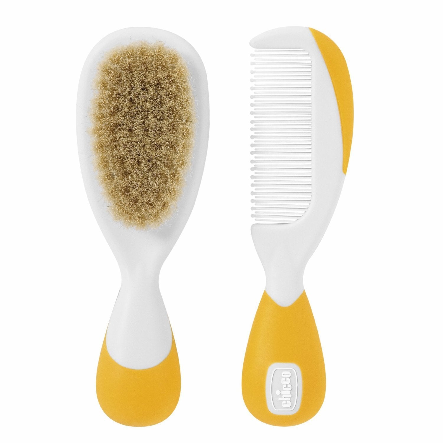 Chicco Babyhaarborstel- en kamset, babyborstel met zachte natuurlijke borstelharen, kam met ronde punt, antisliphandvat, babyfeestcadeau - Benodigdheden voor pasgeborenen vanaf 0 maanden kinderen - Bad- en huidverzorging Naty Shop