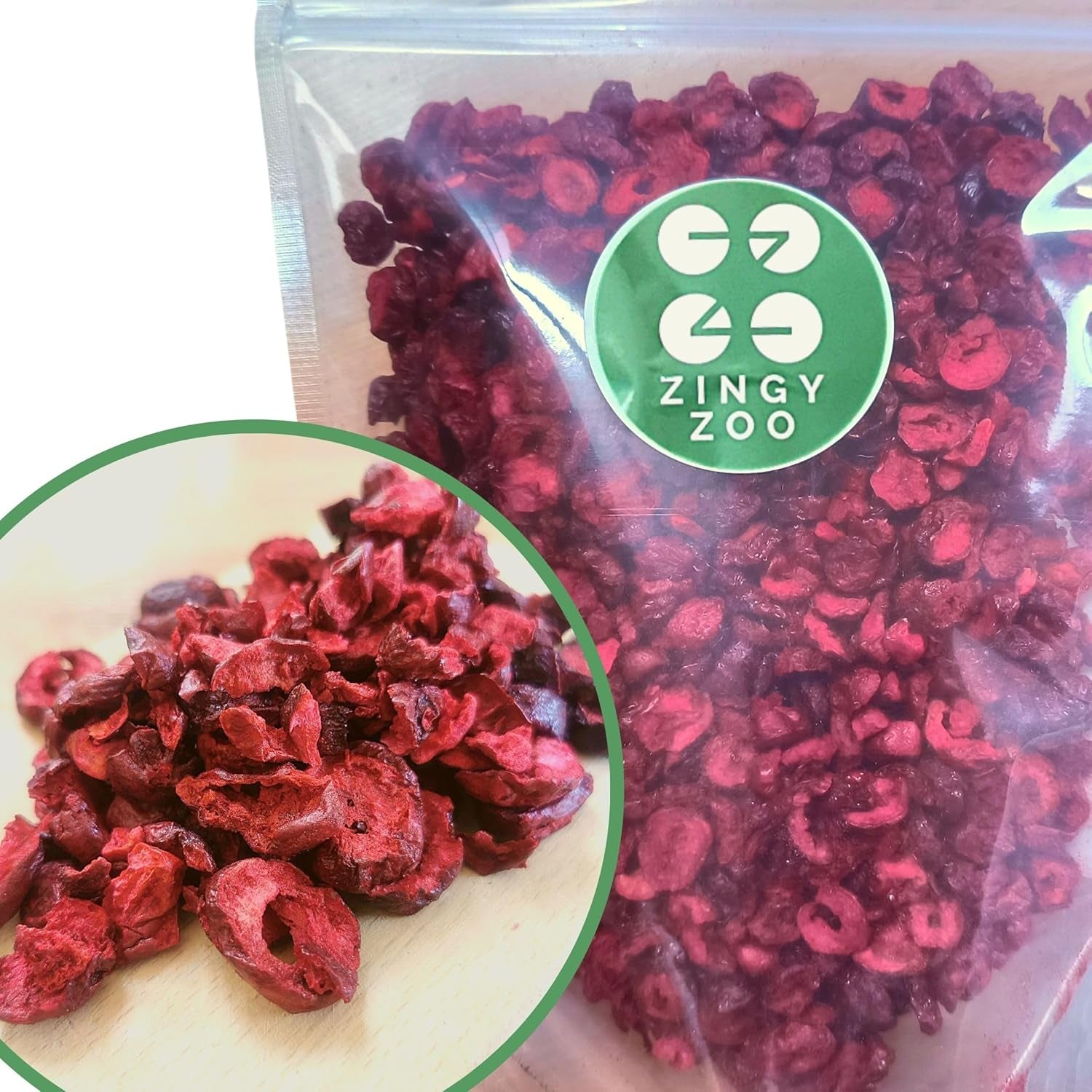 Gevriesdroogde bittere kersen | 100% natuurlijke gevriesdroogde stukjes fruit Gedroogd fruit | Gedroogde bittere kersen | Gevriesdroogde bittere kersen | ZingyZoo Naty Shop Gedehydrateerde producten 500G