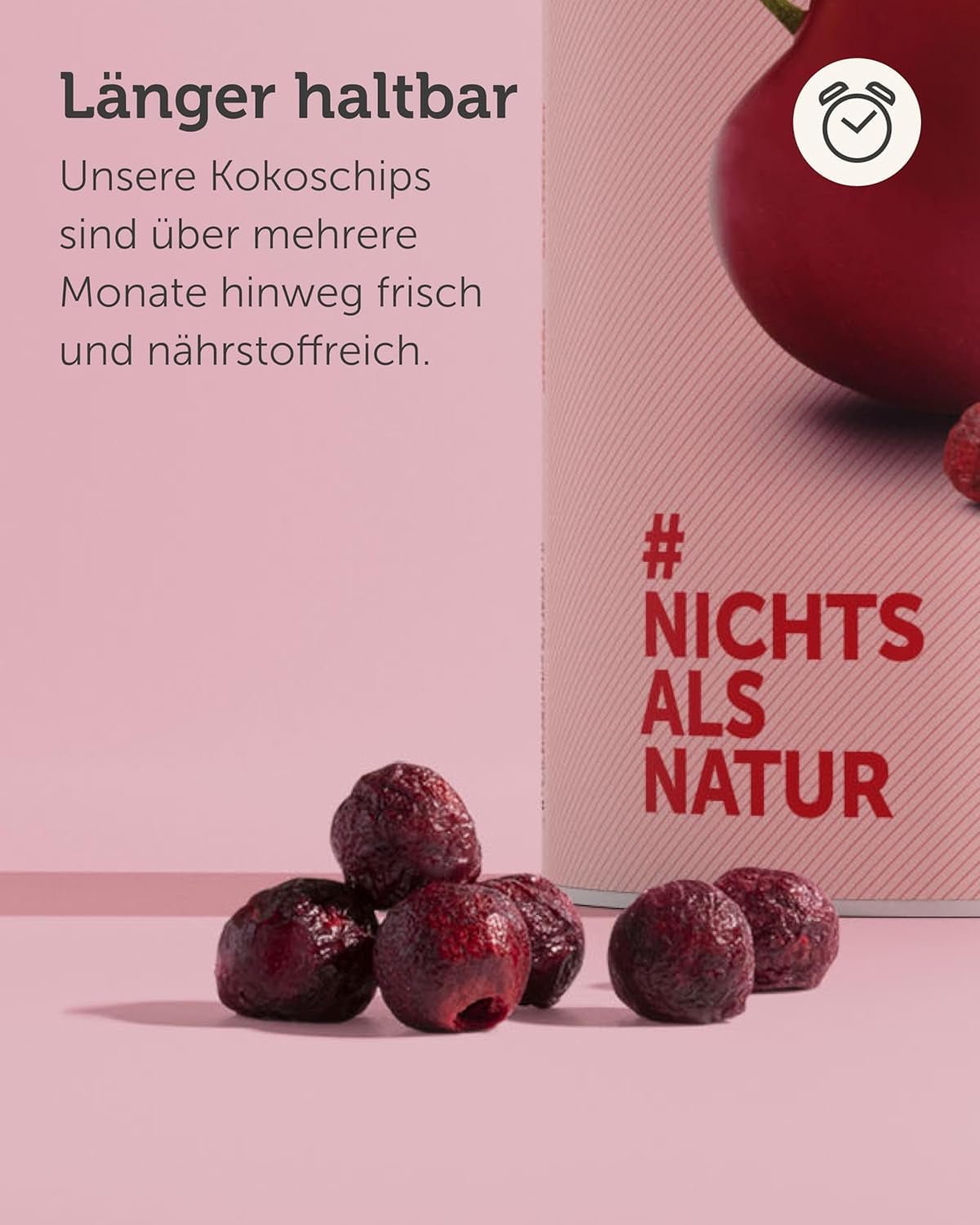 Gevriesdroogde bittere kersen BUAH® | Hele bittere kersen als tussendoortje of voor muesli | Ideale vervanger voor snoep | Veganistisch en zonder toegevoegde suiker | 135g Naty Shop gedehydrateerde producten