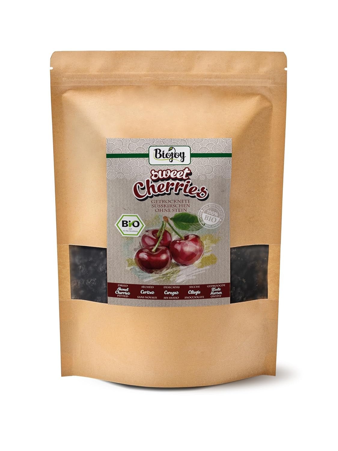 Biojoy gedroogde zoete kersen (500 g), ontpit en zwavelvrij Naty Shop gedehydrateerde producten 1 kg (1 verpakking)