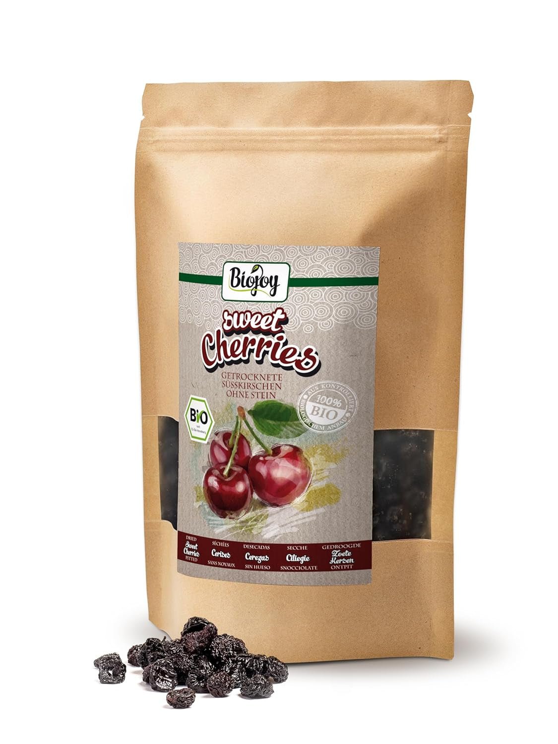 Biojoy biologische gedroogde zoete kersen (500 g), ontpit en zwavelvrij Gedroogde producten Naty Shop