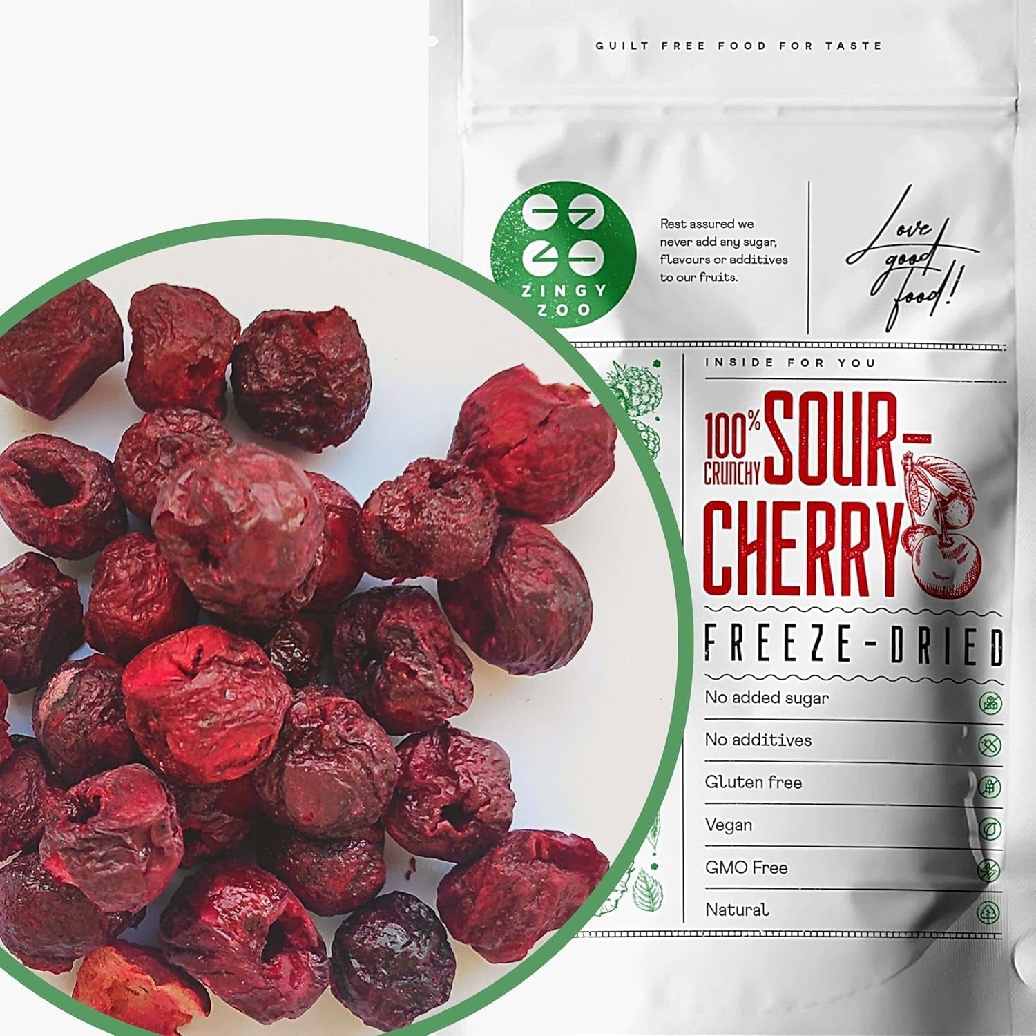 Gevriesdroogde kersen | Gedroogde zure kersen | Gevriesdroogd fruit | Gevriesdroogd gedroogd fruit | Gevriesdroogd fruit Gedroogde kersen | Bont Smoothie Gevriesdroogd fruit (90g) Gedroogde producten Naty Shop 90 G (1 pakje)