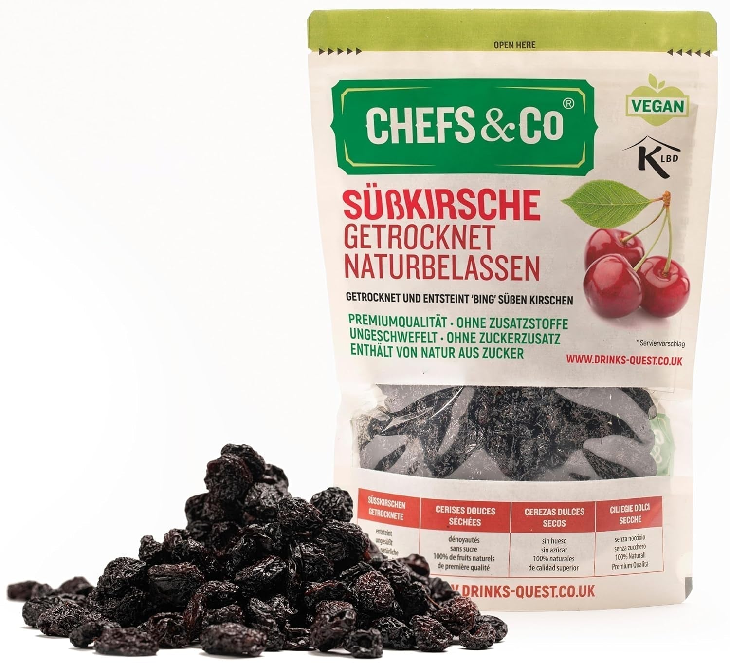 GEDROOGDE KERSEN (NIET GEDROOGD) -750g | gedroogde zoete kersen zonder pit | 100% natuurlijk | premium kwaliteit | geen additieven, geen zwavel en geen suiker Naty Shop gedehydrateerde producten