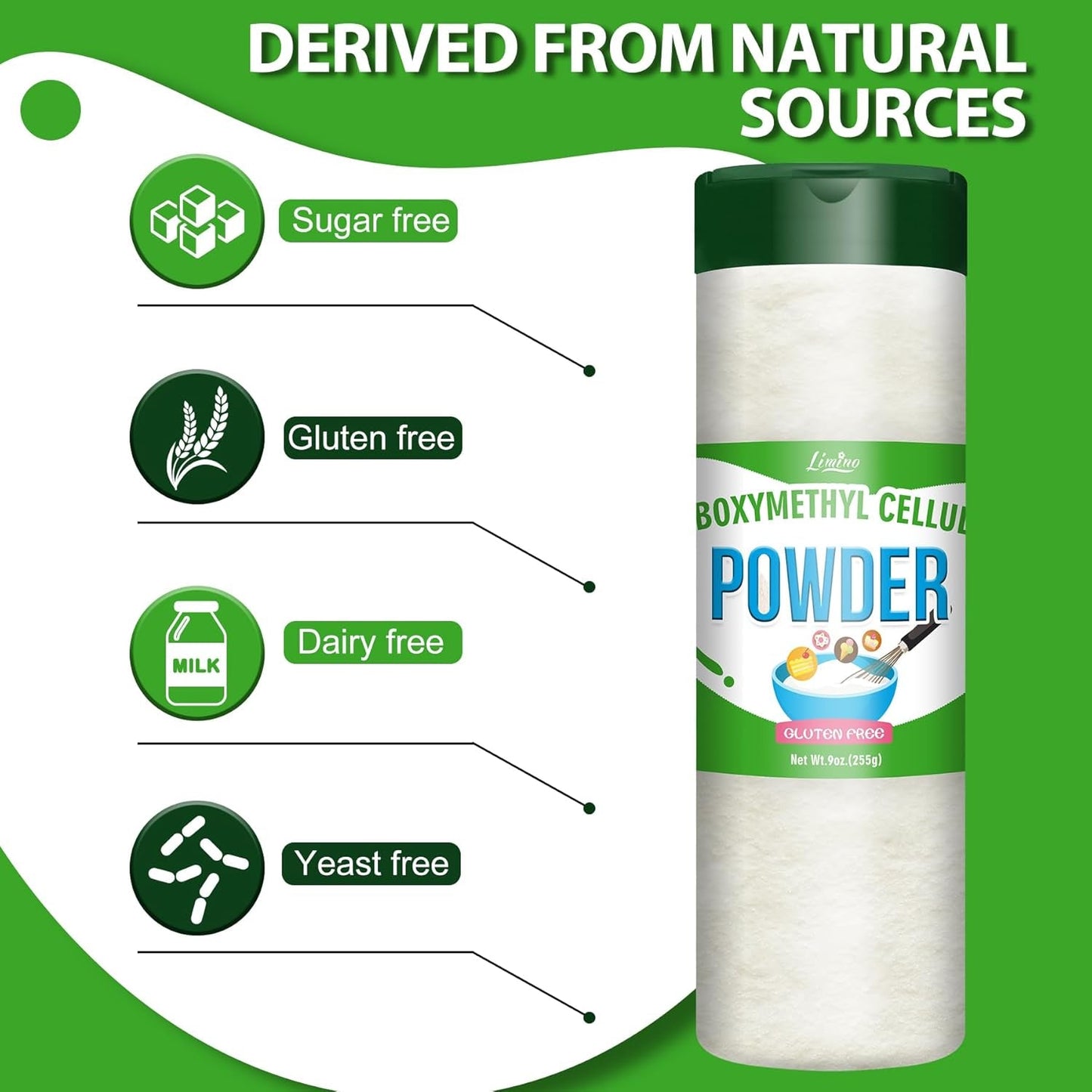 CMC-poeder 255 g - 100% puur CMC-poeder, voedselverdikkingsmiddel, ijsstabilisator, Tylo-poeder voor fondant, cakes, ijs, diepvriesproducten, snoep, yoghurt, kauwgompasta Naty Shop suikerpasta