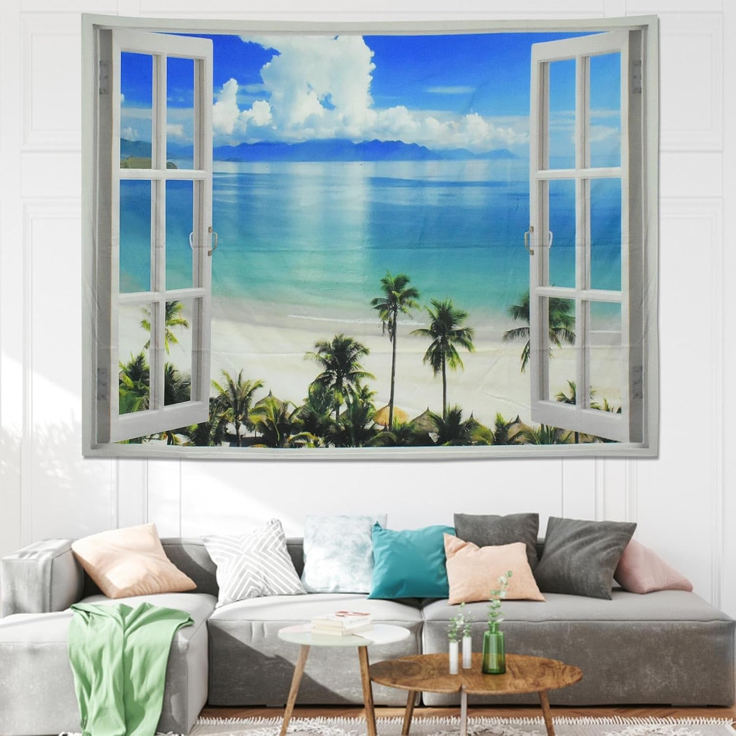 Wandtapijt raam esthetisch polyester groot strand Wonen - Accessoires en Decoratie Naty Shop