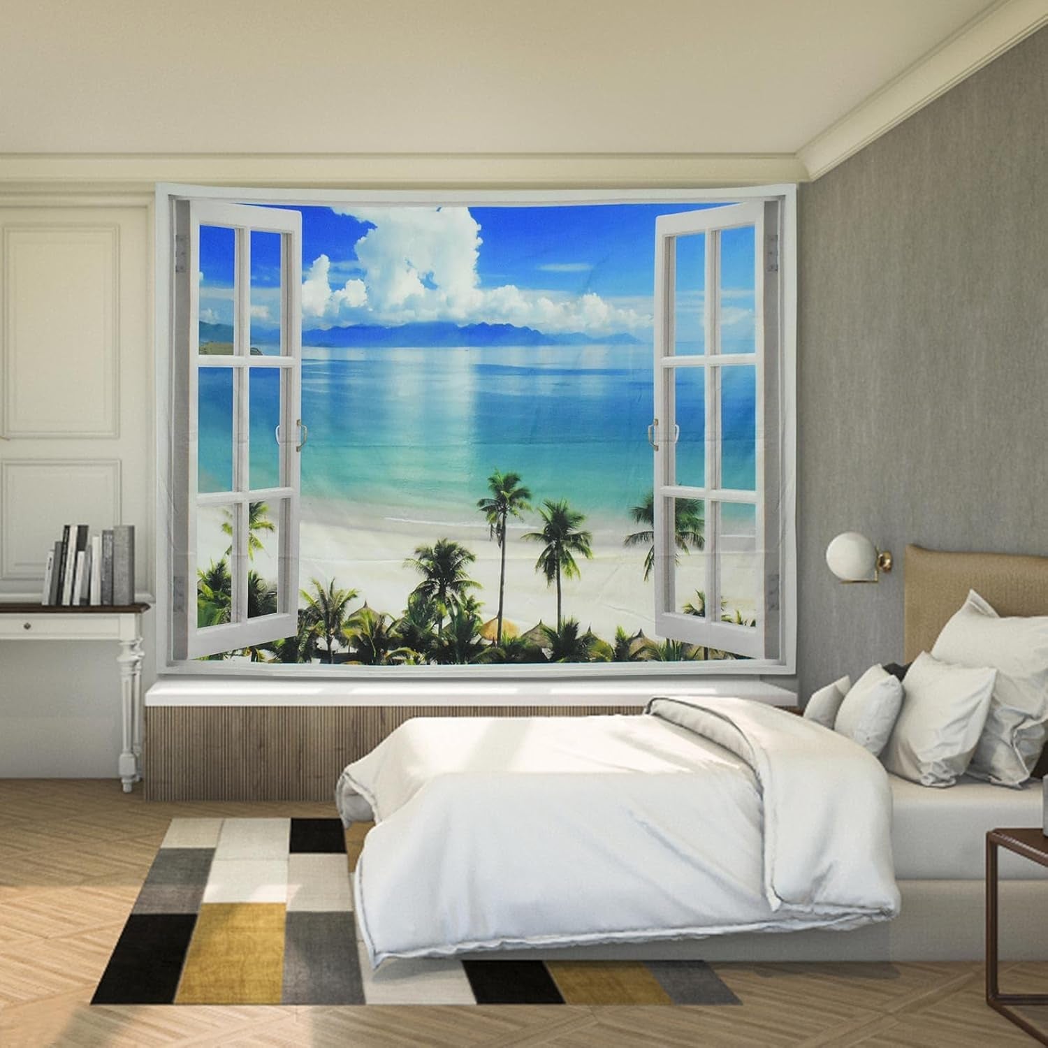 Wandtapijt raam esthetisch polyester groot strand Wonen - Accessoires en Decoratie Naty Shop