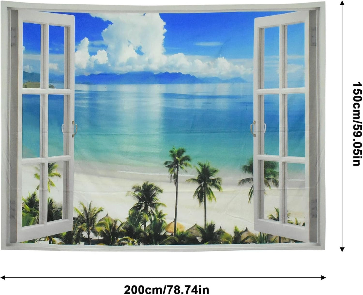 Wandtapijt raam esthetisch polyester groot strand Wonen - Accessoires en Decoratie Naty Shop