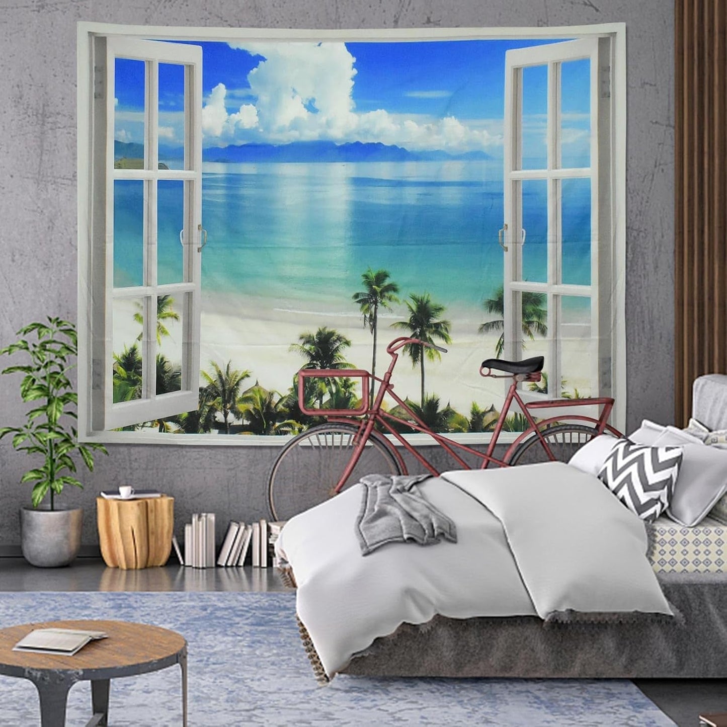 Wandtapijt raam esthetisch polyester groot strand Wonen - Accessoires en Decoratie Naty Shop