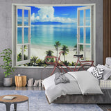 Wandtapijt raam esthetisch polyester groot strand Wonen - Accessoires en Decoratie Naty Shop