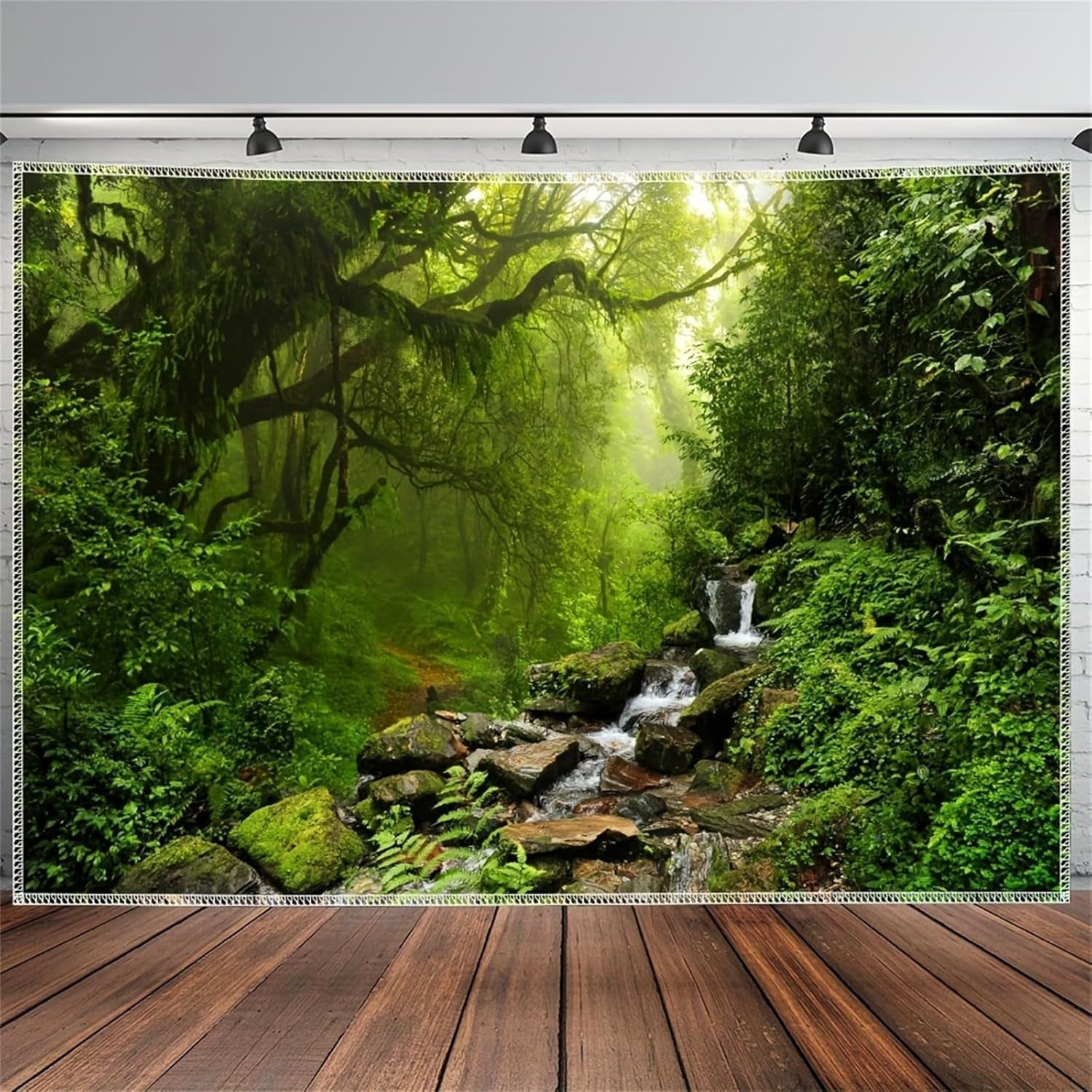 Tapijt wandtapijt bos canvas boom waterval mist Huis - Accessoires en Decoratie Naty Shop