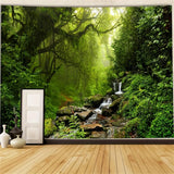 Tapijt wandtapijt bos canvas boom waterval mist Huis - Accessoires en Decoratie Naty Shop