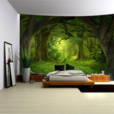 Tapijt wandtapijt bos canvas boom waterval mist Home - Accessoires en Decoratie Naty Shop Bos mist 1 230L X 180B Cm
