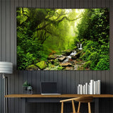 Tapijt tapijt bos canvas boom waterval mist Home - Accessoires en Decoratie Naty Shop Groeten 200L X 150B Cm