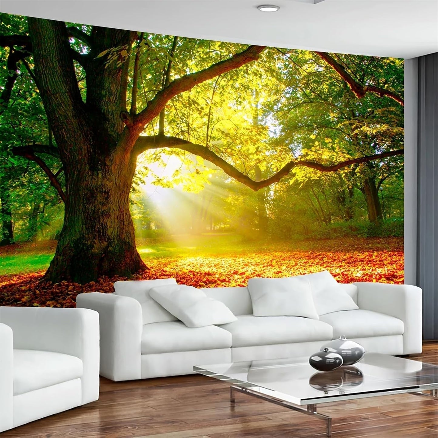 Tapijt tapijt bos canvas boom zon hemel Woon - Accessoires en Decoratie Naty Shop 300L X 180B Cm