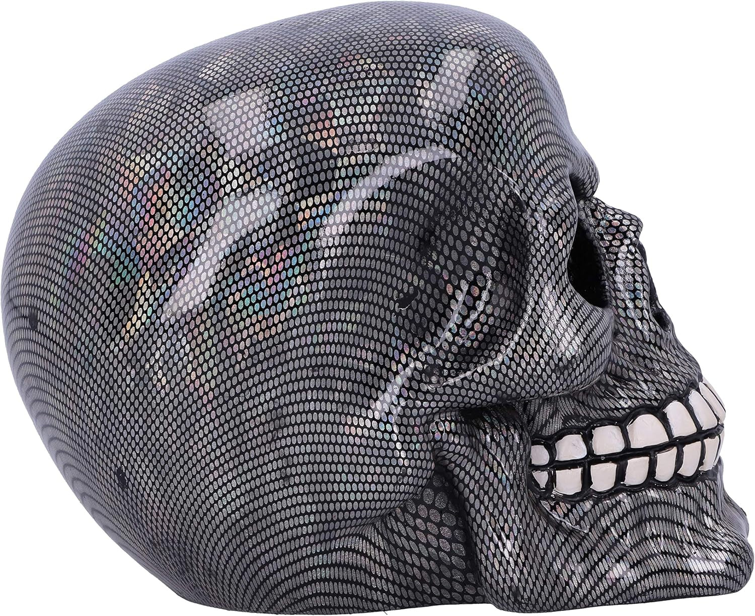 Holografische zilveren visnetschedel Zilveren holografische visnetschedelornament Zilver 16,5 cm Beeldjes en sculpturen Naty Shop