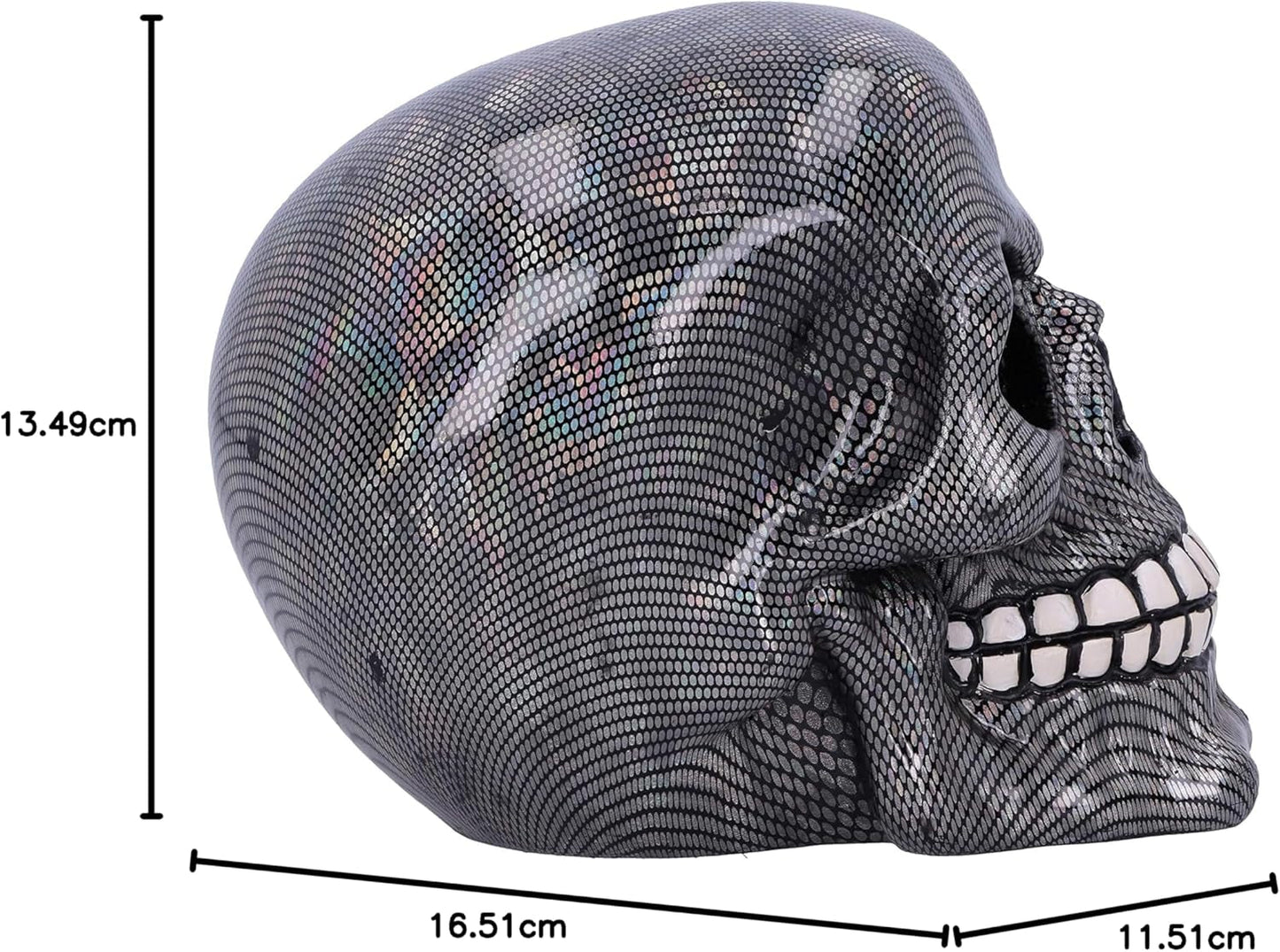 Holografische zilveren visnetschedel Zilveren holografische visnetschedelornament Zilver 16,5 cm Beeldjes en sculpturen Naty Shop