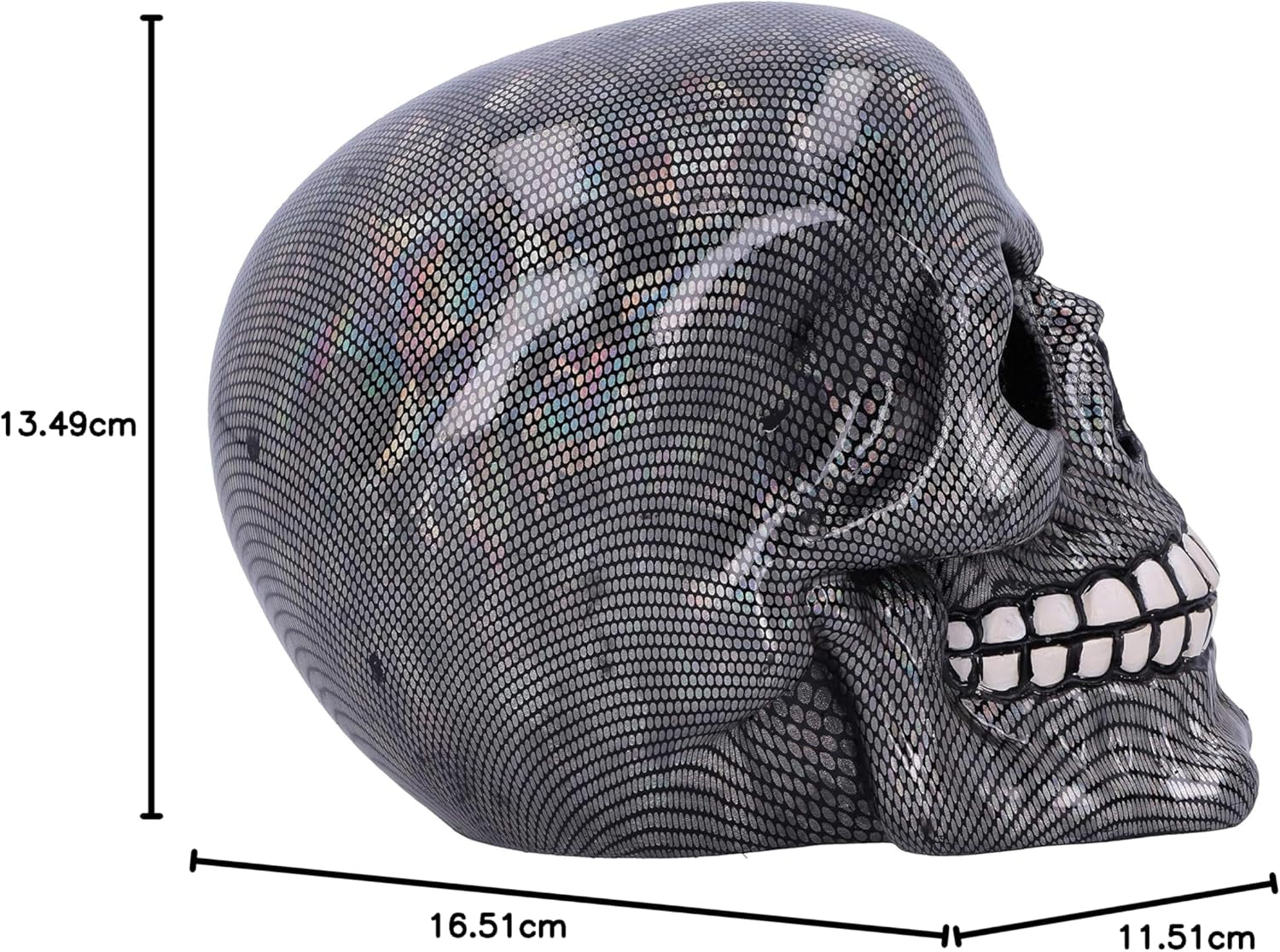 Holografische zilveren visnetschedel Zilveren holografische visnetschedelornament Zilver 16,5 cm Beeldjes en sculpturen Naty Shop