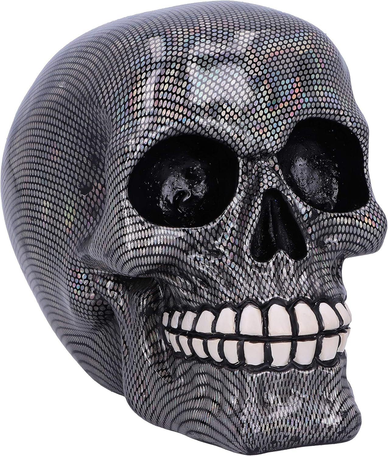 Holografisch zilveren visnetschedel Zilver Holografische visnetschedelornament Zilver 16,5 cm Beeldjes en sculpturen Naty Shop Standaardtitel