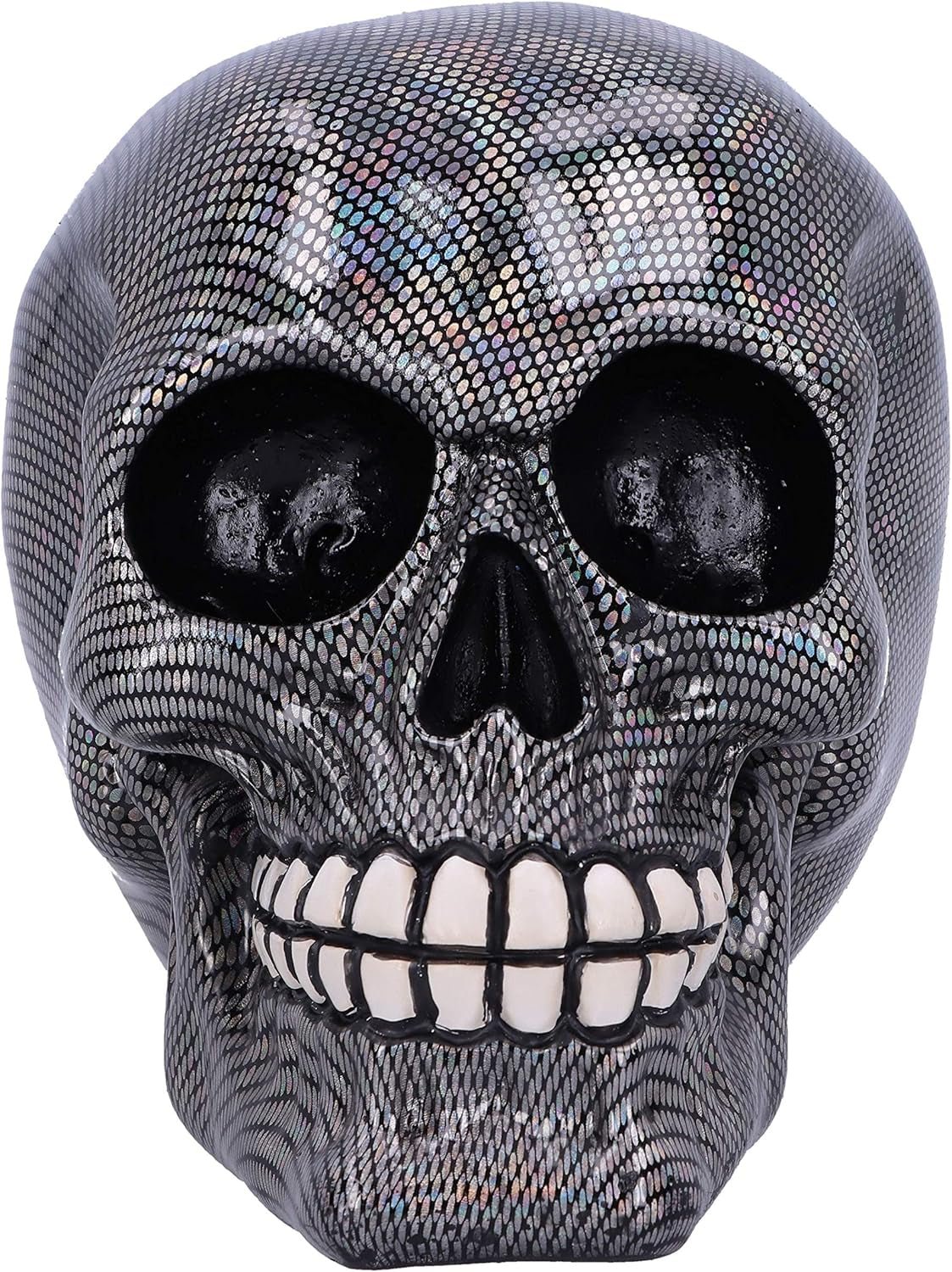 Holografische zilveren visnetschedel Zilveren holografische visnetschedelornament Zilver 16,5 cm Beeldjes en sculpturen Naty Shop