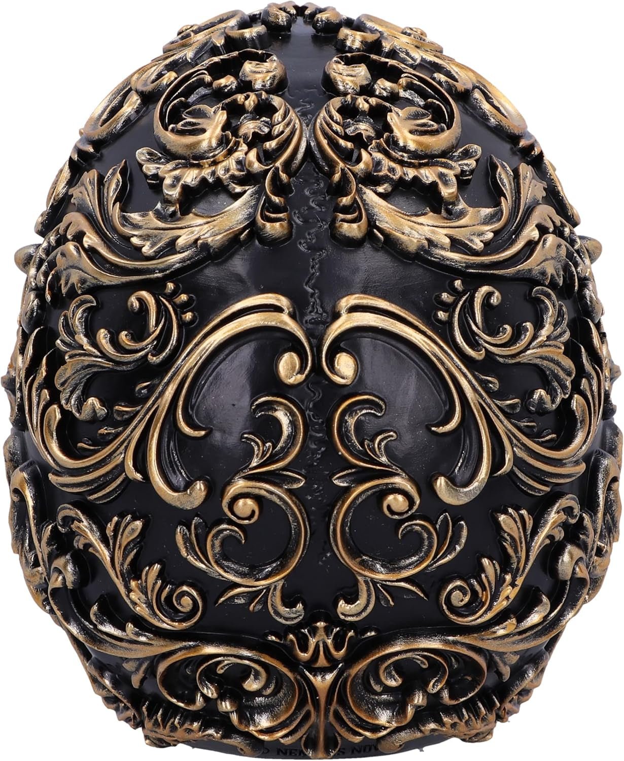 Renaissance-schedel, 19 cm, hars, zwart en goud, goud barokpatroon, zwart schedelornament, gotische decoratie, gegoten in de beste synthetische hars, met de hand geschilderd door experts Beeldjes en sculpturen Naty Shop