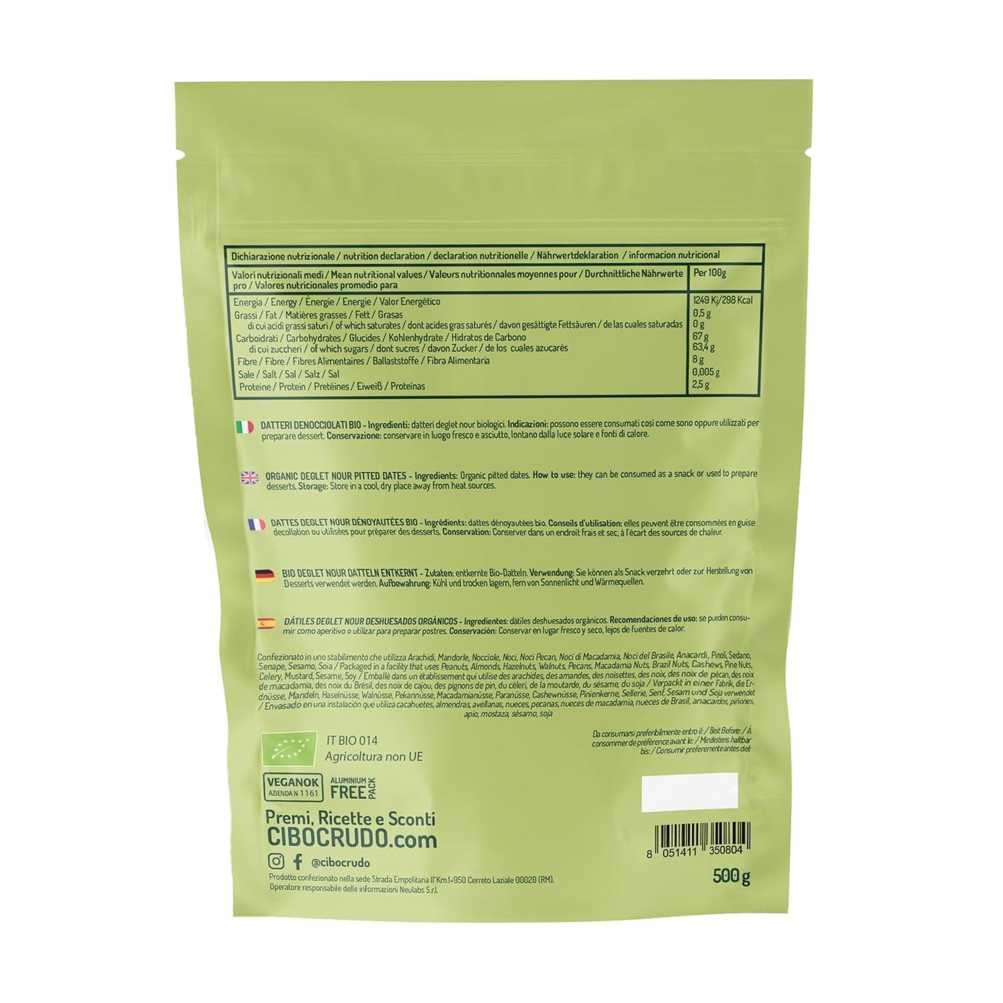 Deglet Nour Bio pitloze dadels - 500g. Natuurlijke biologische Deglet Nour gedroogde dadels. Gedroogde dadels. Naty Shop gedehydrateerde producten