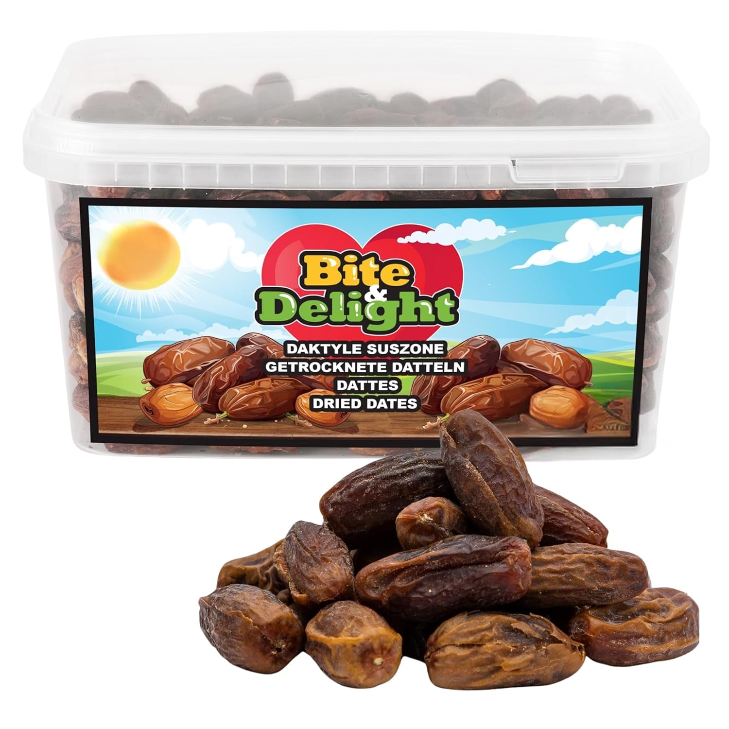 Bite & Delight gedroogde dadels - Heel, gedroogd en natuurlijk - Aromatische zoetigheden - Lekker en sappig - Kant-en-klare fruitsnack - Veganistisch - Geen toegevoegde suikers - 1250g Gedroogde producten Naty Shop 2500