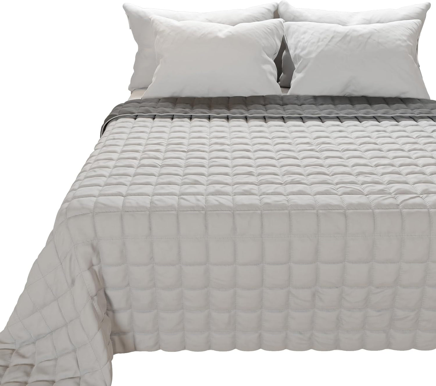 PETTI Artigiani Italiani - Eenpersoonsbedovertrek, dubbelzijdige sprei, verensprei, nachtblauw, wit, 100% Made in Italy Quilts en quilts Naty Shop Grey Bedmaat 180 (260 X270 Cm)