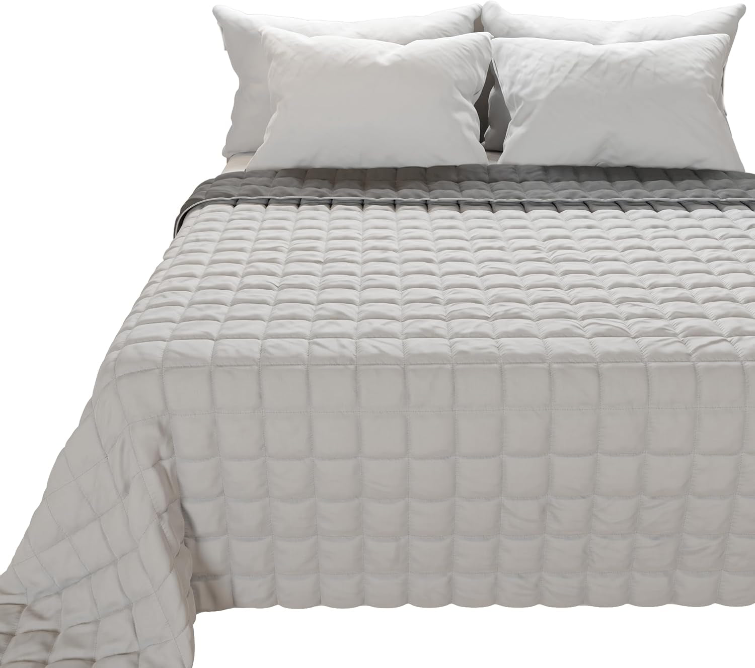 PETTI Artigiani Italiani - Eenpersoonsbedovertrek, dubbelzijdige sprei, verensprei, nachtblauw, wit, 100% Made in Italy Quilts en quilts Naty Shop Grey Bedmaat 180 (260 X270 Cm)