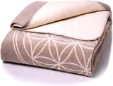 Glart comfortabele deken Flower of Life Roze-Ecru XL, 150X200 Cm, extra donzig als bankdeken bankdeken, yogadeken reddingsdeken deken, pluche banksprei Bedden en Dekens Glart Grijs-ecru 150X200Cm